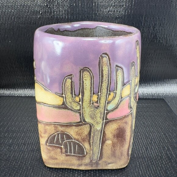 Mara Pottery Stoneware Mug Cup Coyote Desert Cactus Hand Made Mexican Pottery - Picture 8 of 9
